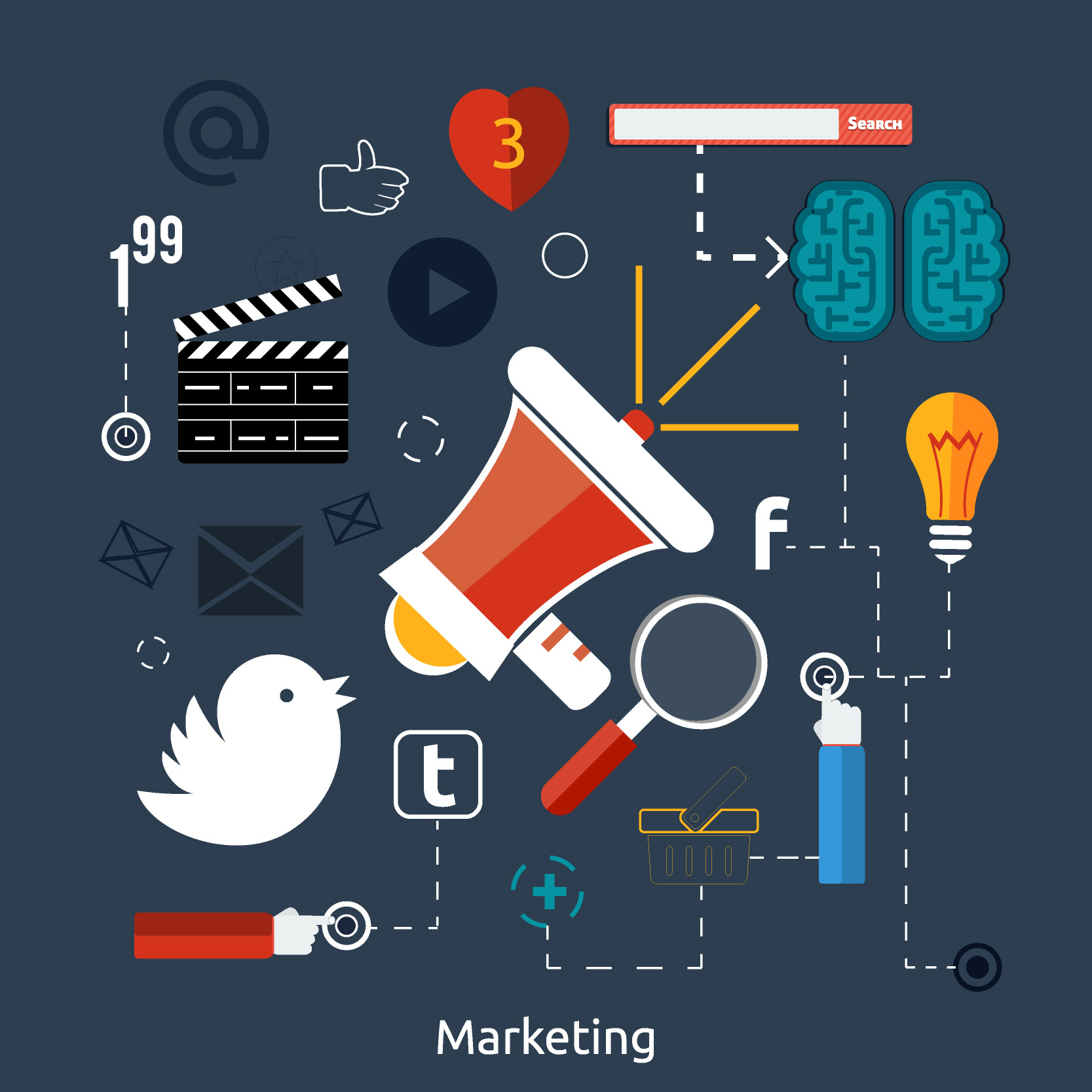 icon for marketing including social media icons