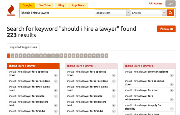Keyword Tool Search Result