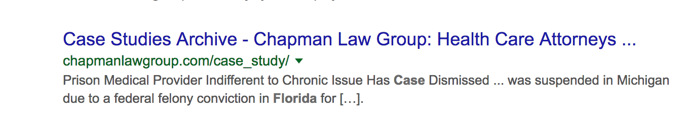 Chapman Law case studies rank on Google
